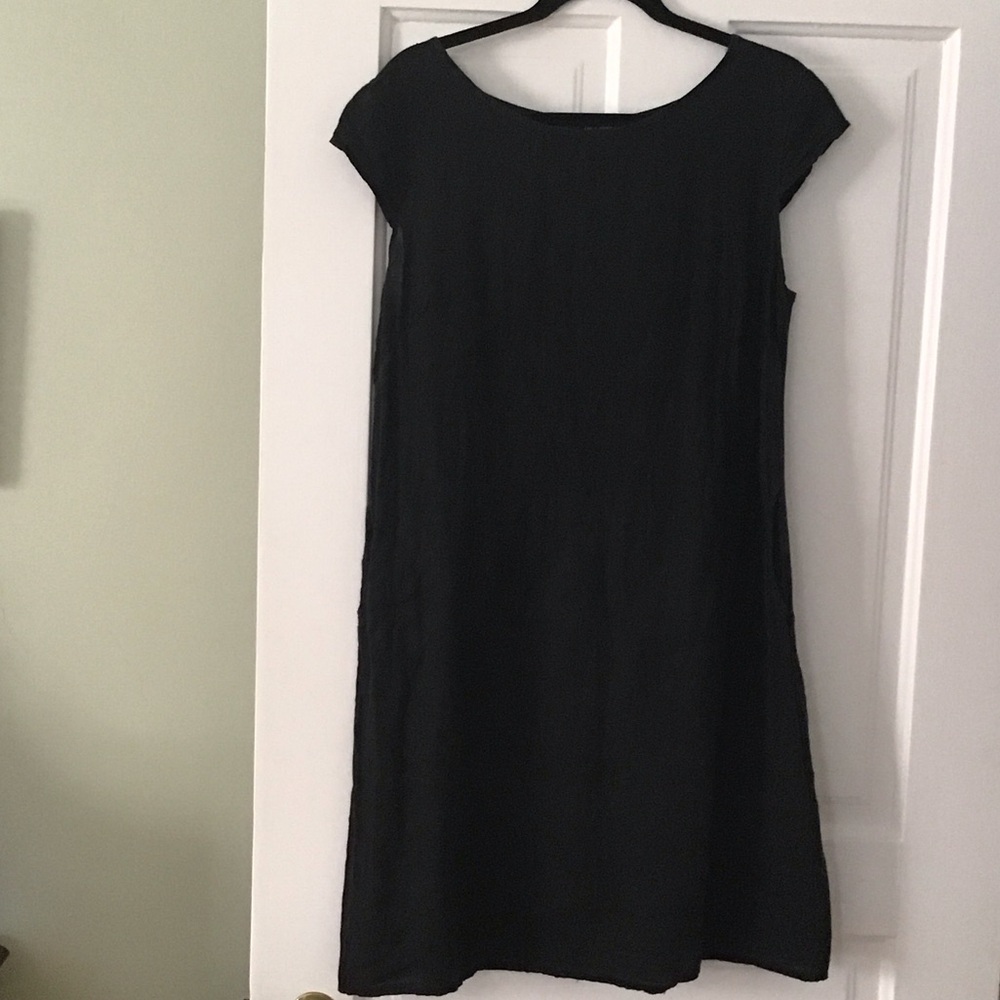 Chic Black Italian Linen Dress for Women M